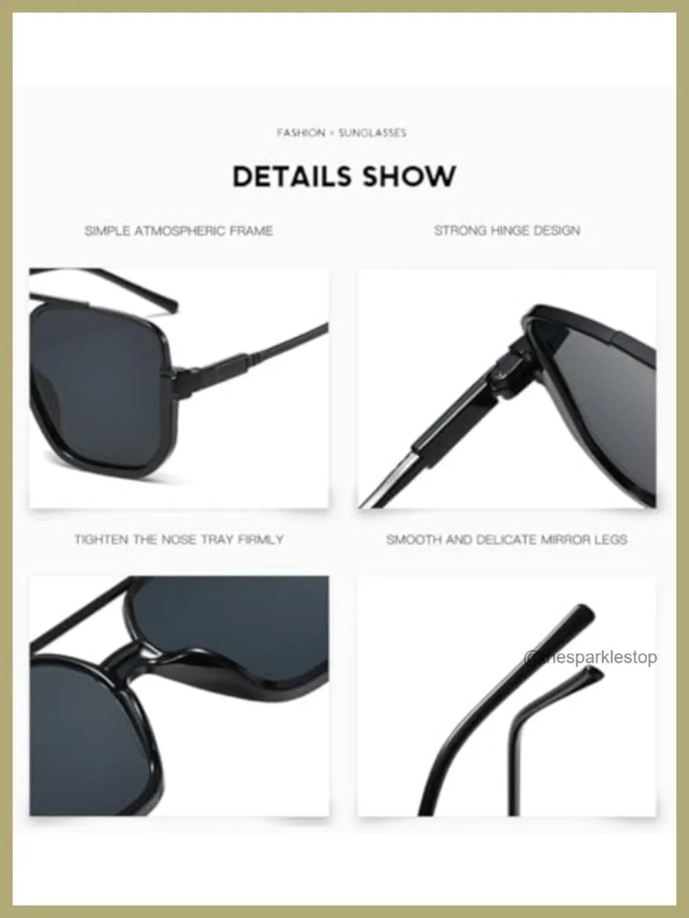 Retro Oversized Aviator Sunglasses Women Semi-Rimless Square Shades UV